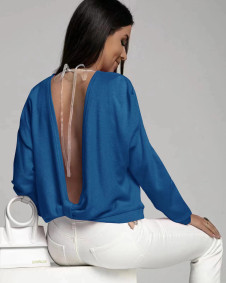 Γυναικεία μπλούζα με ανοιχτή πλάτη 6753 μπλε