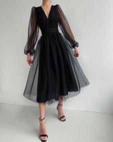 Γυναικείο φόρεμα με τούλι 2698 μαύρο