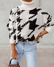Γυναικείο πουλόβερ με εντυπωσιακό σχέδιο 001058 άσπρο