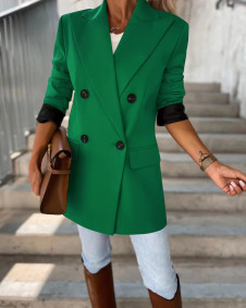Γυναικείο μακρύ σακάκι με μαύρη φόδρα 6752 πράσινο