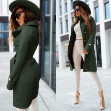Γυναικείο κομψό παλτό 6083 σκούρο πράσινο