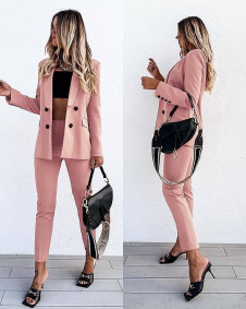 Γυναικείο σετ-σακάκι με παντελόνι 5297 ροζ