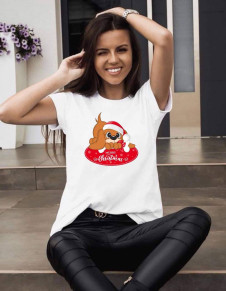 Γυναικείο κοντομάνικο μπλουζάκι με στάμπα 700804