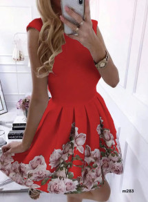 Γυναικείο φόρεμα με φλοράλ print 2699 κόκκινο