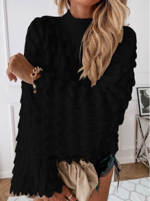 Γυναικείο πουλόβερ με φουσκωτά μανίκια 00695 μαύρο