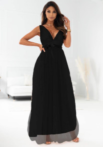 Γυναικείο μακρύ φόρεμα από τούλι 91105 μαύρο