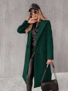 Γυναικείο μακρύ παλτό 6847 σκούρο πράσινο