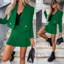 Γυναικείο σετ σακάκι και φούστα-σορτς 6767 πράσινο