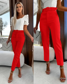 Γυναικείο παντελόνι με ζώνη A0887  κόκκινο