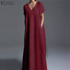 Γυναικείο plus size μακρύ φόρεμα 21476 μπορντό