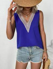 Γυναικείο  εντυπωσιακό αμάνικο μπλουζάκι 4893 σκούρο μπλε