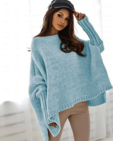 Γυναικείο πουλόβερ με εντυπωσιακά μανίκια 00945 γαλάζιο