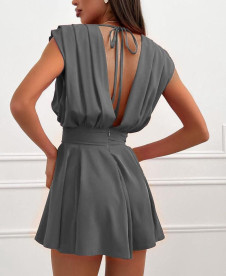 Γυναικείο φόρεμα μίνι με εντυπωσιακή πλάτη 221345 γραφίτη