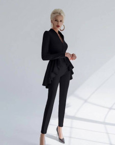 Γυναικείο σετ-σακάκι με παντελόνι X6911 μαύρο