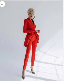 Γυναικείο σετ-σακάκι με παντελόνι X6911 κόκκινο