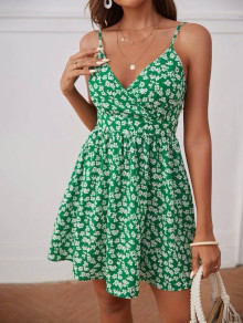 Γυναικείο φλοράλ φόρεμα μίνι 766045 πράσινο