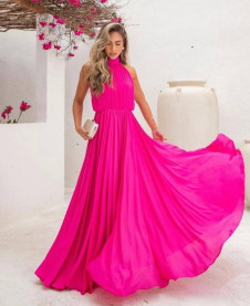 Γυναικείο μακρύ κλος φόρεμα T7134 φούξια