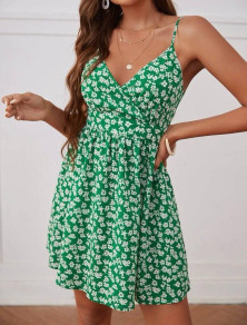 Γυναικείο φλοράλ φόρεμα μίνι 766045 πράσινο