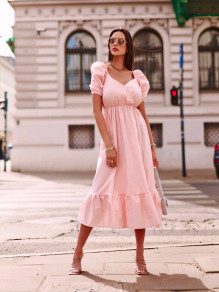 Γυναικείο μακρύ  φόρεμα K8626  ροζ
