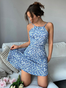 Γυναικείο εξώπλατο φόρεμα μίνι 779901 γαλάζιο 