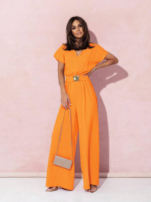 Γυναικεία ολόσωμη φόρμα με ζώνη A1018 πορτοκαλί