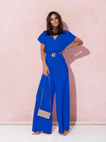 Γυναικεία ολόσωμη φόρμα με ζώνη A1018 μπλε