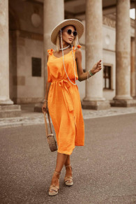 Γυναικείο μίντι φόρεμα A1022 πορτοκαλί