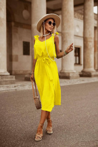 Γυναικείο μίντι φόρεμα A1022 κίτρινο