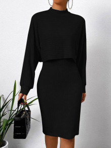 Γυναικείο σετ φόρεμα και  μπλούζα AR3124 μαύρο