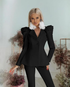 Γυναικείο κομψό σετ σακάκι και παντελόνι B2813 μαύρο