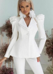 Γυναικείο κομψό σετ σακάκι και παντελόνι B2813 λευκό