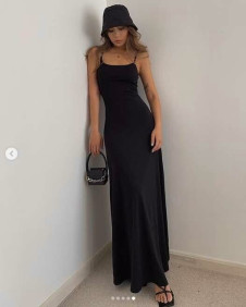 Γυναικείο μακρύ φόρεμα K3216 μαύρο