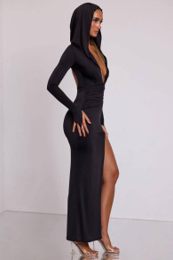 Γυναικείο μακρύ εντυπωσιακό φόρεμα LP8961 μαύρο