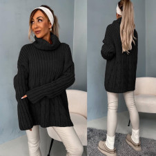 Γυναικείο πουλόβερ με γιακά ζιβάγκο K87128 μαύρο