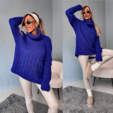 Γυναικείο πουλόβερ με γιακά ζιβάγκο K87128 μπλε