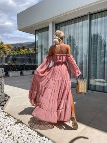 Γυναικείο εντυπωσιακό σετ τοπάκι και φούστα H4485 ροζ