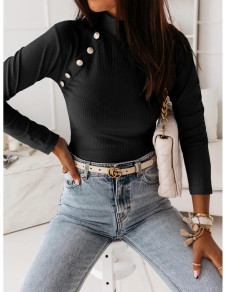 Γυναικεία μπλούζα με κουμπιά YY1105 μαύρο