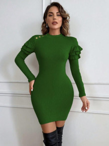 Γυναικείο κοντό φόρεμα  ριμπ AR1164 πράσινο