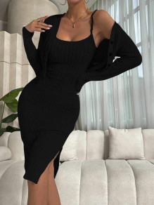 Γυναικείο σετ φόρεμα και ζακέτα AR1202 μαύρο