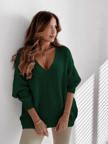 Γυναικείο πουλόβερ με εντυπωσιακή πλάτη K87130 πράσινο