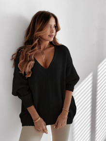 Γυναικείο πουλόβερ με εντυπωσιακή πλάτη K87130 μαύρο