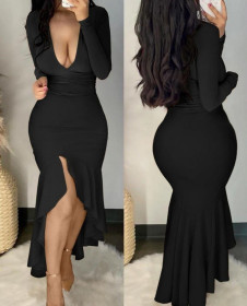 Γυναικείο εντυπωσιακό φόρεμα J90022 μαύρο