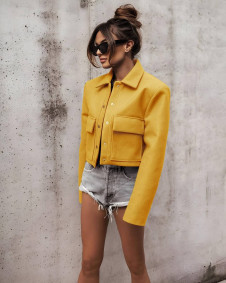 Γυναικείο κοντό παλτό A1433 κίτρινο