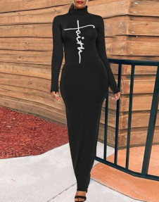 Γυναικείο Μακρύ εφαρμοστό Φόρεμα J97016 Μαύρο