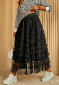 Γυναικείο μακρύ τούλινο φόρεμα K1072 μαύρο