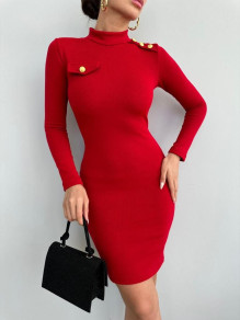 Γυναικείο κοντό ριμπ  φόρεμα EM1637 κόκκινο