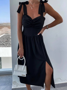 Γυναικείο φόρεμα με κορδόνια A1031 μαύρο