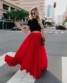 Γυναικεία μακρία σολέιγ φούστα X3611 κόκκινο