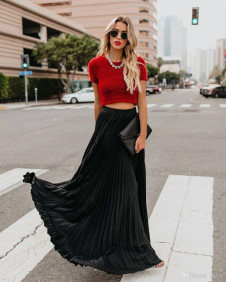 Γυναικεία μακρία σολέιγ φούστα X3611 μαύρο