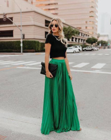 Γυναικεία μακρία σολέιγ φούστα X3611 πράσινο